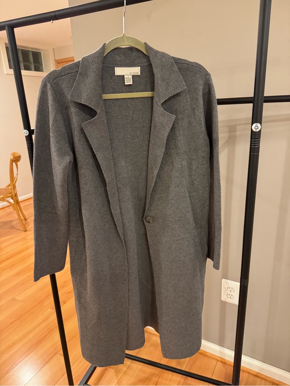 By Design grey knit long sweater coat/ duster cardigan